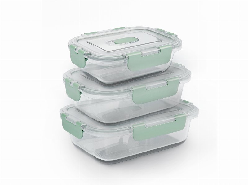 Conjunto 3 Caixas Fresh&Care Herméticas Rectangular Vidro