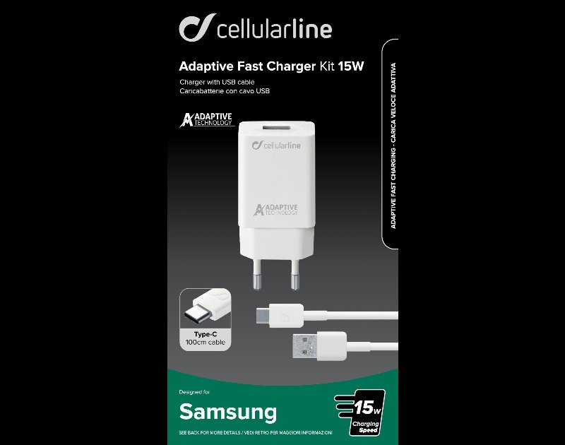 Carregador Casa Samsung Quickcharge 15W Com Cabo Usb-C Branco