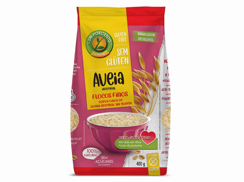 Flocos Cem Porcento Aveia Finos Sem Glúten 400 g