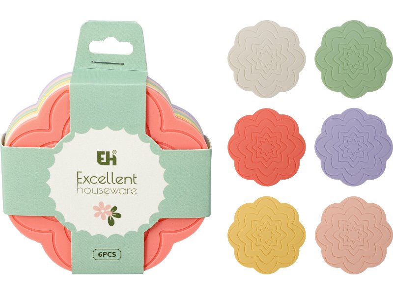 Conjunto De 6 Bases Para Copos Eh Silicone 8.6X8.6X2.5Cm