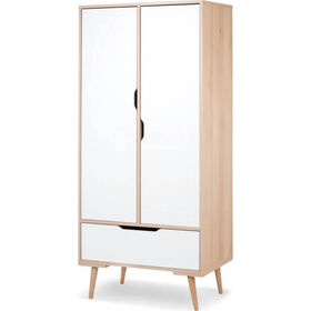 Roupeiro 2 Portas 80X50X180Cm Faia E Branco Sofie Twinko