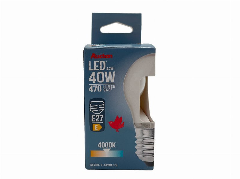 Lâmpada Led Esférica Auchan E27 40W Luz Branca