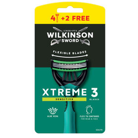 Lâminas Descartáveis Xtreme3 Sensitive Wilkinson 4 Un + 2 Un Grátis