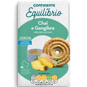 Bolachas Chai E Gengibre Continente Equilíbrio 160 gr (4 Un)