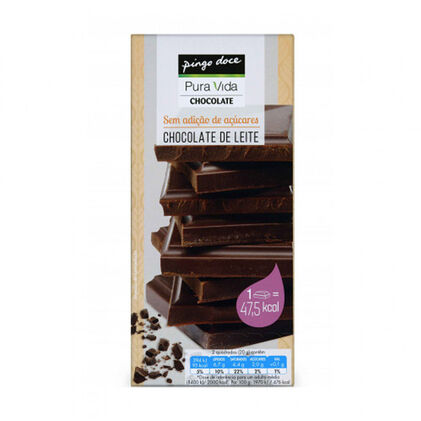 Chocolate De Leite Sem Açúcar Pura Vida 0.1Kg