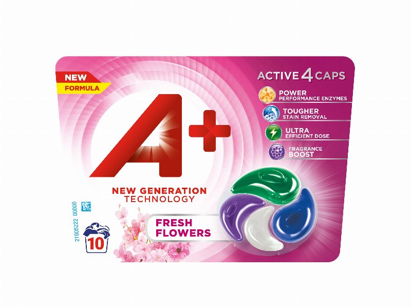 Detergente Roupa Máquina Cápsulas A+ Fresh Flowers 10Doses