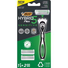 Máquina De Barbear Hybrid Flex 5 Sensitive Com 2 Recargas Bic 1 Un