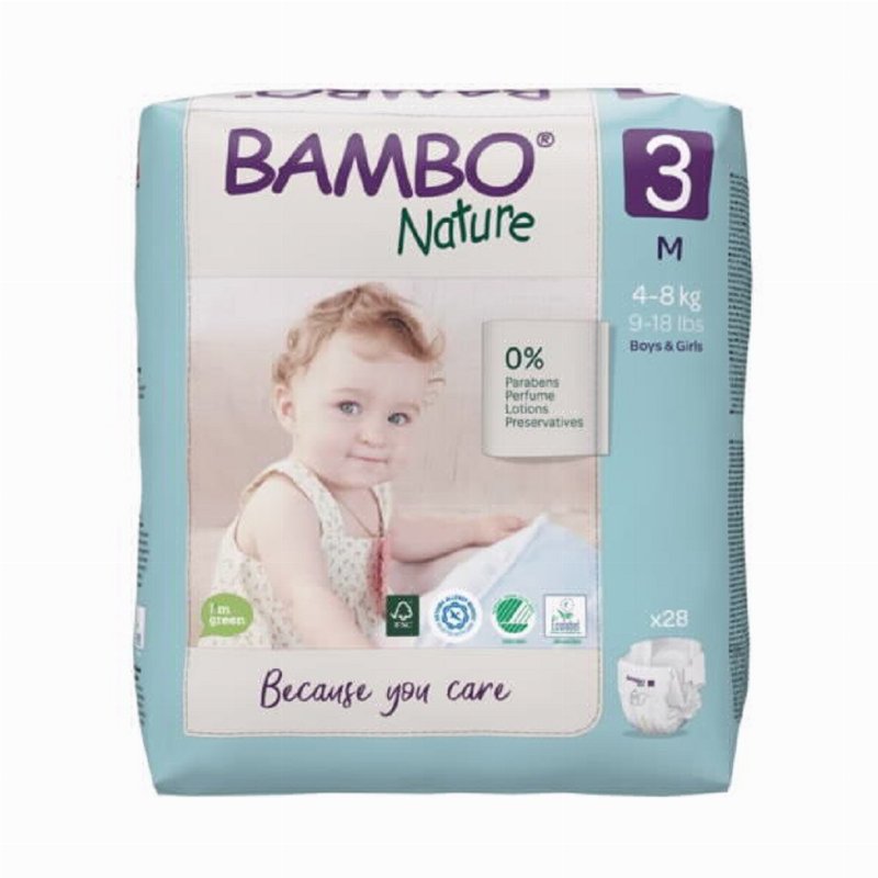 Fraldas Bambo Nature 3 Tamanho M 4-8 kg 28Un
