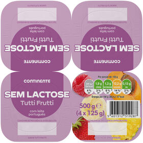 Iogurte Sólido Sem Lactose Tutti Frutti Continente 500 gr (4 Un)