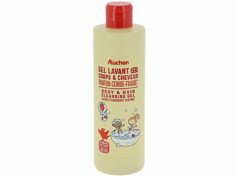 Gel De Banho Auchan Kids 2Em1 Corpo E Cabelo Cereja E Morango 250 ml