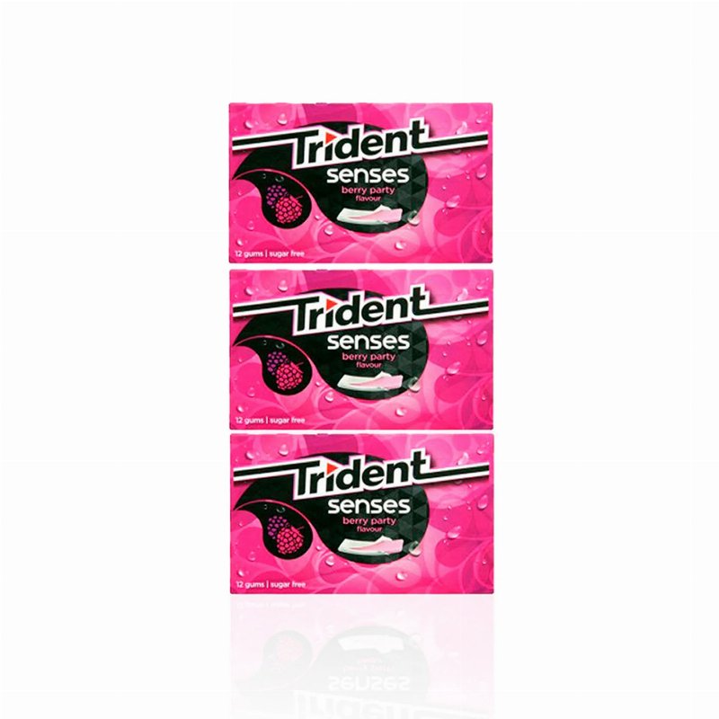Trident Senses Pastilha Elástica Berry Party 23 gr - Pack 3 X 23 gr