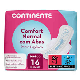 Pensos Higiénicos Comfort Normal Com Abas Continente 16 Un