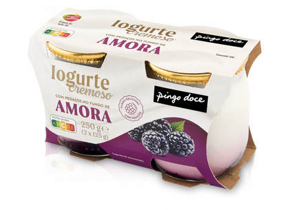Iogurte Cremoso Com Pedaços De Amora Pack 2 Pingo Doce 0.25Kg