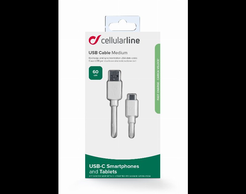 Cabo Usb Type C Cellularline Branco 60Cm