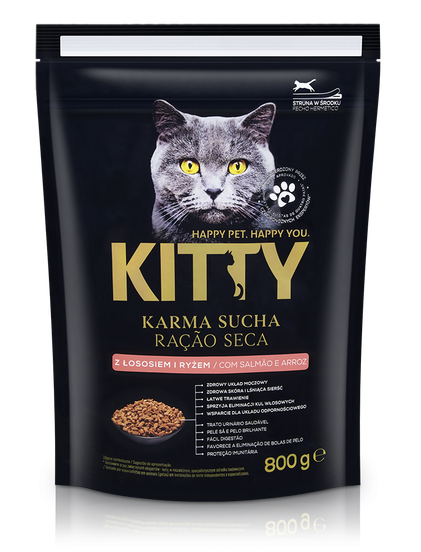 Comida Seca Para Gato Com Salmão E Arroz Kitty 0.8Kg