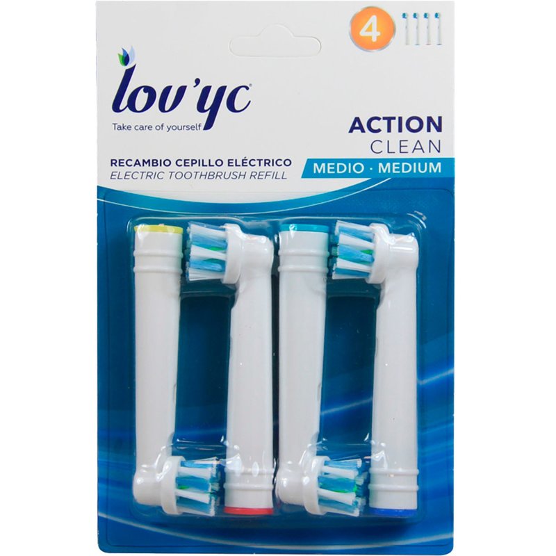 Escova De Dentes Elétrica Action Clean Médio 4 unidades