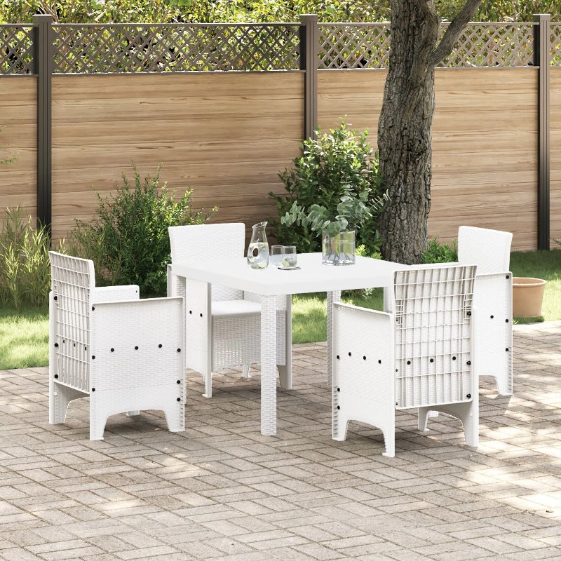 Hkh Mesa De Jardim Branca 100X100X73 Cm De Rattan Sintético - Branco