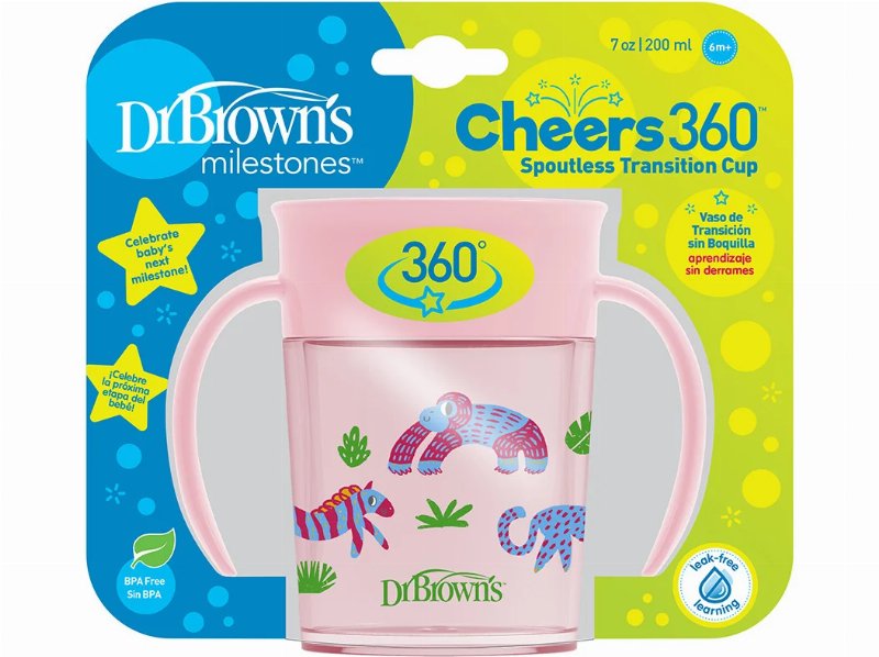 Copo Transição Dr. Brown's 360 C/ Pegas Rosa 200 ml 1Un
