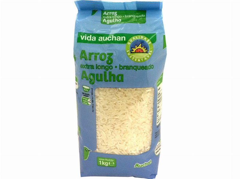 Arroz Agulha Vida Auchan Extra Longo Branqueado Cultivamos O Bom1 kg