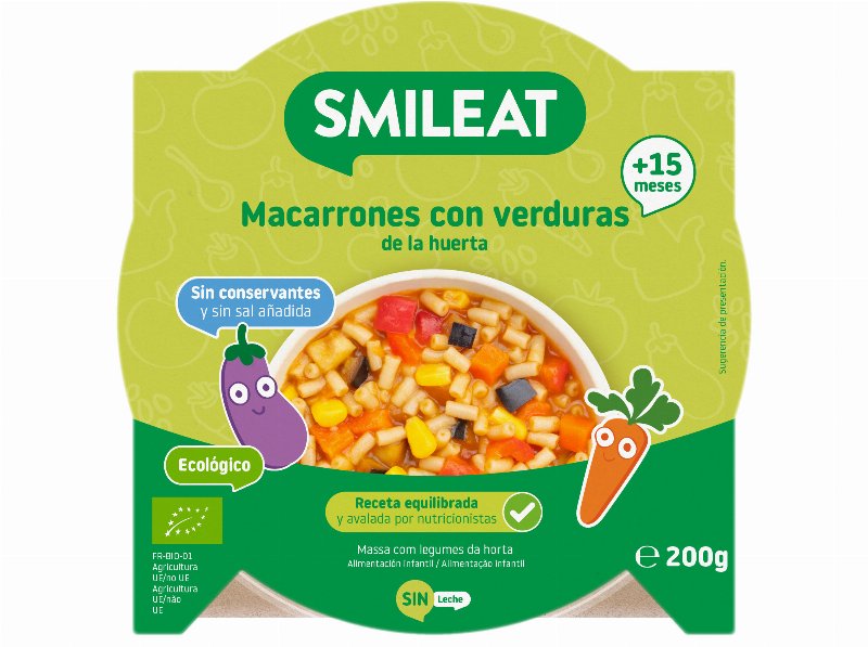 Refeições Smileat Massa Legumes Da Horta Bio 190 g