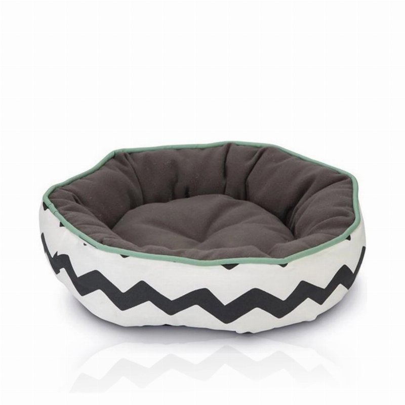 Beeztees Cama Para Gato Mukke Preto/Branco Detalhes Verdes 45 X 45 X 12 Cm