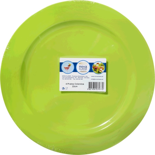 Pratos Coloridos Verde 23 Cm 4 unidades