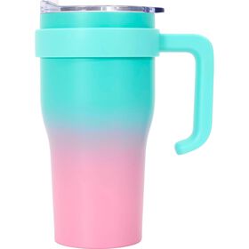 Caneca Térmica 600 ml Azul E Rosa Aço Inoxidável Kasa