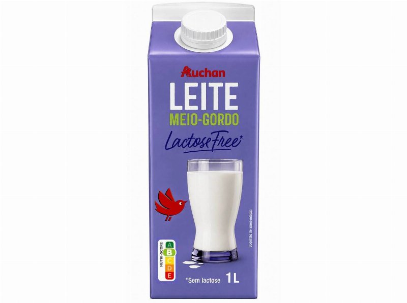 Leite Uht Sem Lactose Auchan Meio Gordo 1 l