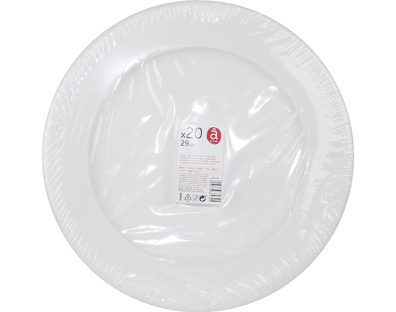 Pratos Cartão Biodegradável Actuel 29Cm Pack 20 Unidades