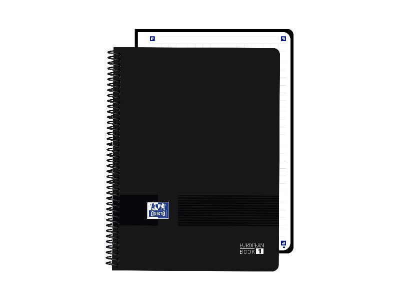 Caderno Espiral A4 Quadriculado Polipropileno Oxford Live&Go Preto 80 Folhas