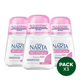 Desodorizante Roll On Bio-Eficácia Garnier Narta 3 X 50 ml