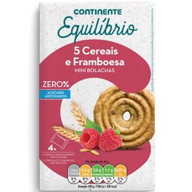 Bolacha 5 Cereais E Framboesa Continente Equilíbrio 160 gr (4 Un)