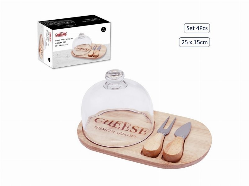 Conjunto 4 Peças Para Queijo Anilar 25X15Cm