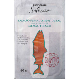 Salmão Fumado Da Noruega 30% Menos Sal Continente Seleção 80 gr