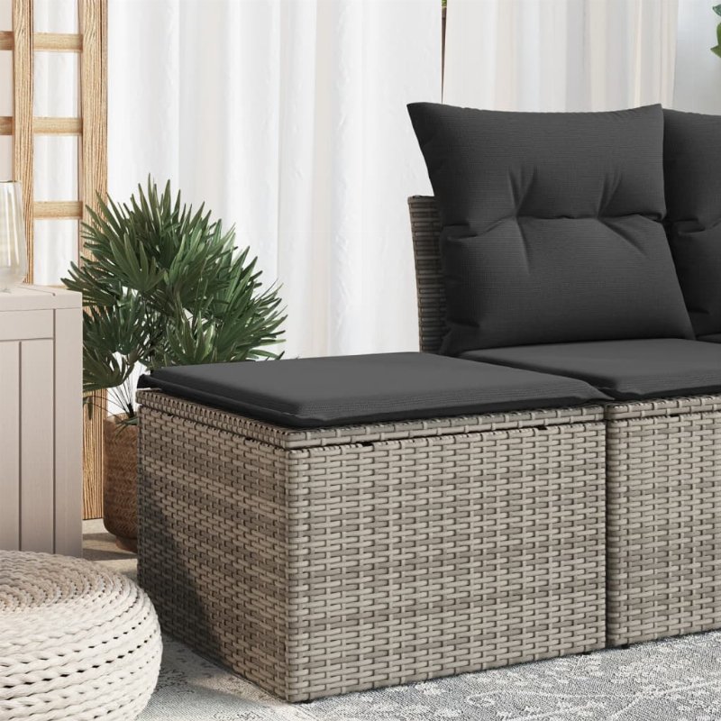 Hkh Banco De Jardim Com Almofadão 55X55X37 Cm Vime Pe - Cinzento