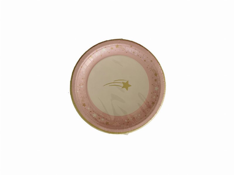 Prato Cartão Infantil Actuel Pink Star 23Cm 10 Unidades