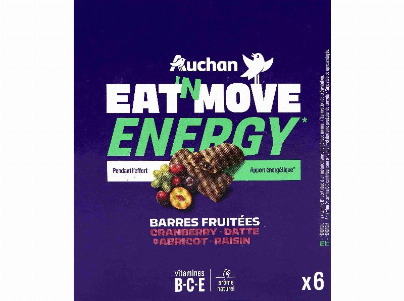 Barras Auchan Eat'n Move Energy Frutos Vermelhos 6Un 150 g