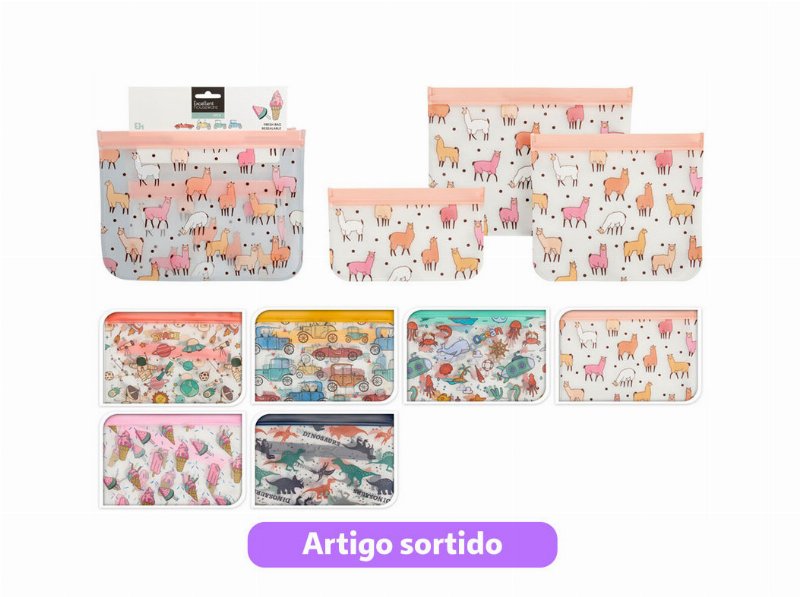 Saco Reutilizável Eh Com Fecho Zip Modelos Sortidos