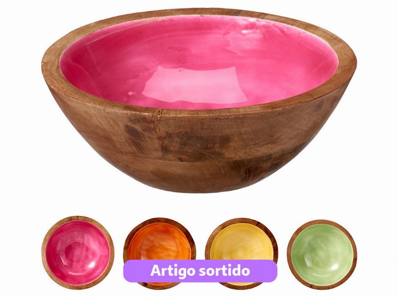 Taça Madeira Manga Ø20Cm Cores Sortidas