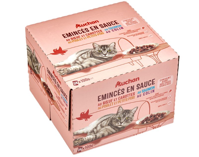 Comida Húmida Para Gato Auchan Saquetas Pedaços Em Molho Mix 24X100 g