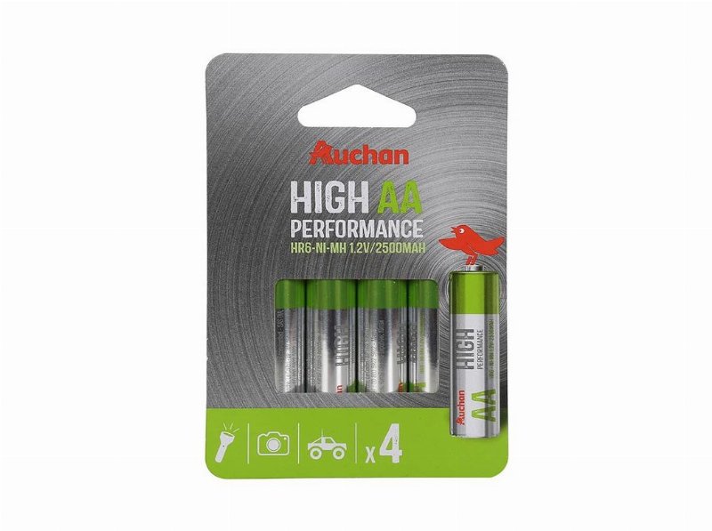 Pack 4 Pilhas Recarregável Hr6 Auchan Premium Aa 2500Mah