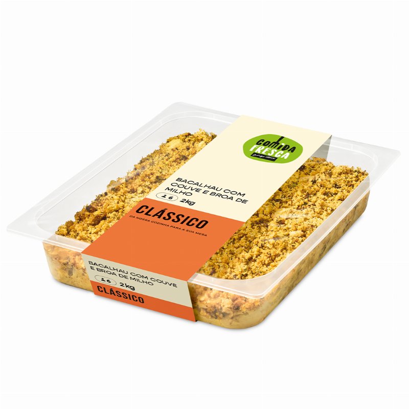 Bacalhau Com Couve E Broa De Milho Familiar Comida Fresca 2Kg
