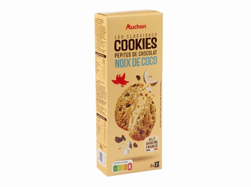 Bolachas Cookies Auchan Com Pepitas De Chocolate E Coco 6X2Un 200 g