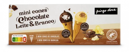 Gelados Mini Cones Com Cobertura De Chocolate E Leite E Branco Pingo Doce 0.18L