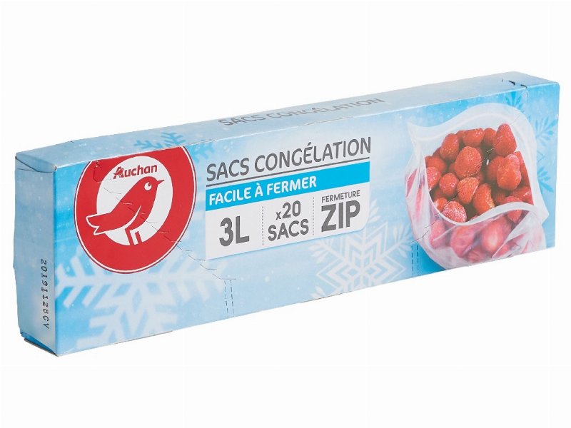 Sacos Auchan De Congelação Com Zip Médio 3 l 20Un