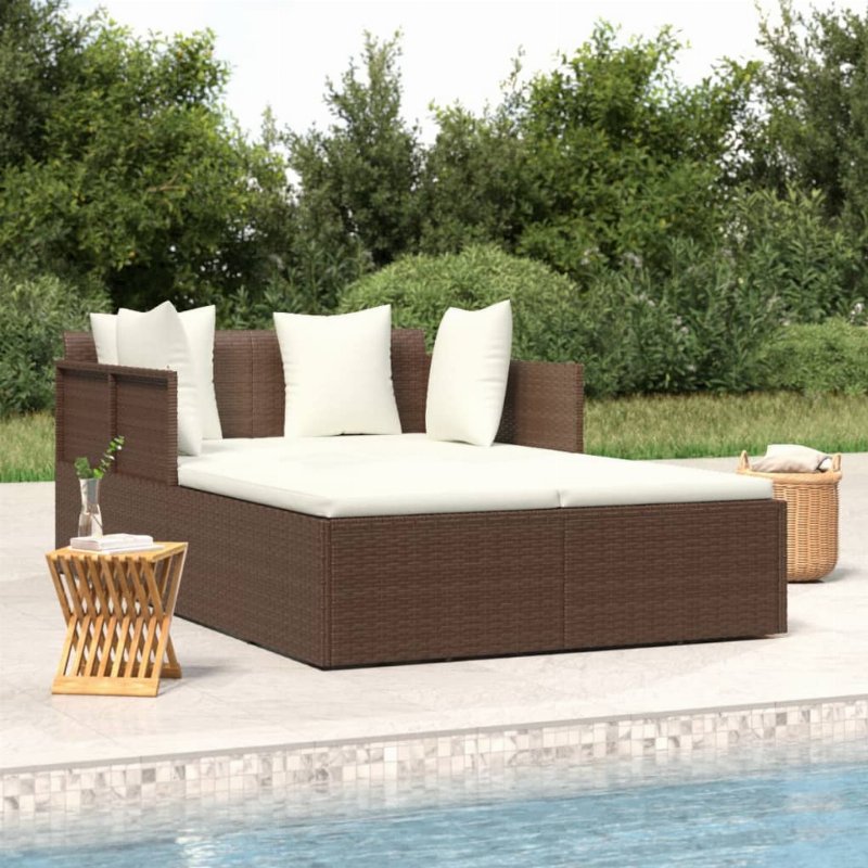 Hkh Espreguiçadeira C/ Almofadões 182X118X63 Cm Vime Pe Castanho - Marrom