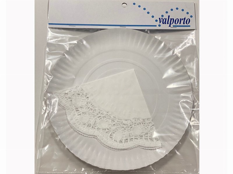 Prato Redondo Com Naperon Valporto Papel Branco 28Cm
