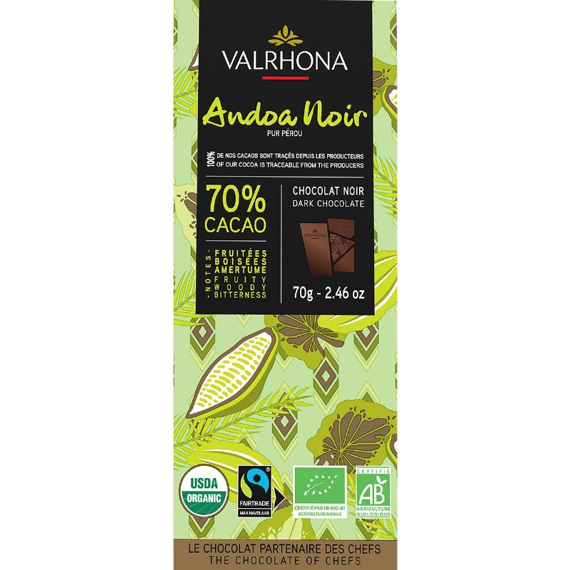 Valrhona Chocolate Preto 70% Andoa Biológico 70 g