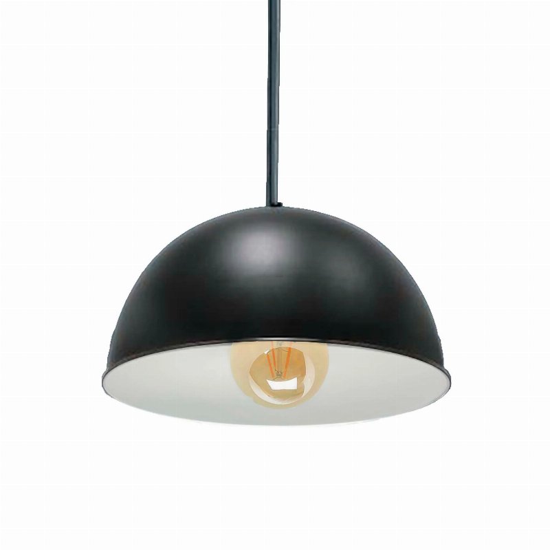 Candeeiro De Teto Preto Interior Branco "Cinema" D40 Cm