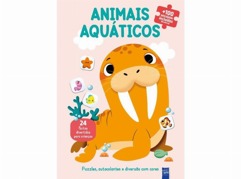 Livro Puzzles Autocolantes E Diversão Com Cores - Animais Aquáticos